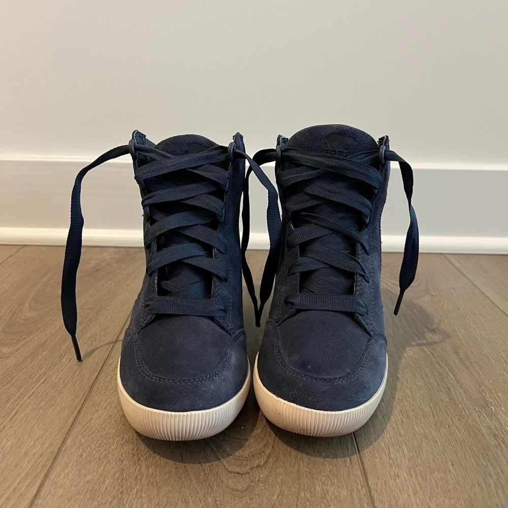 Sorel Women’s Suede Navy High-Top Wedge Ankle Boots Size 7